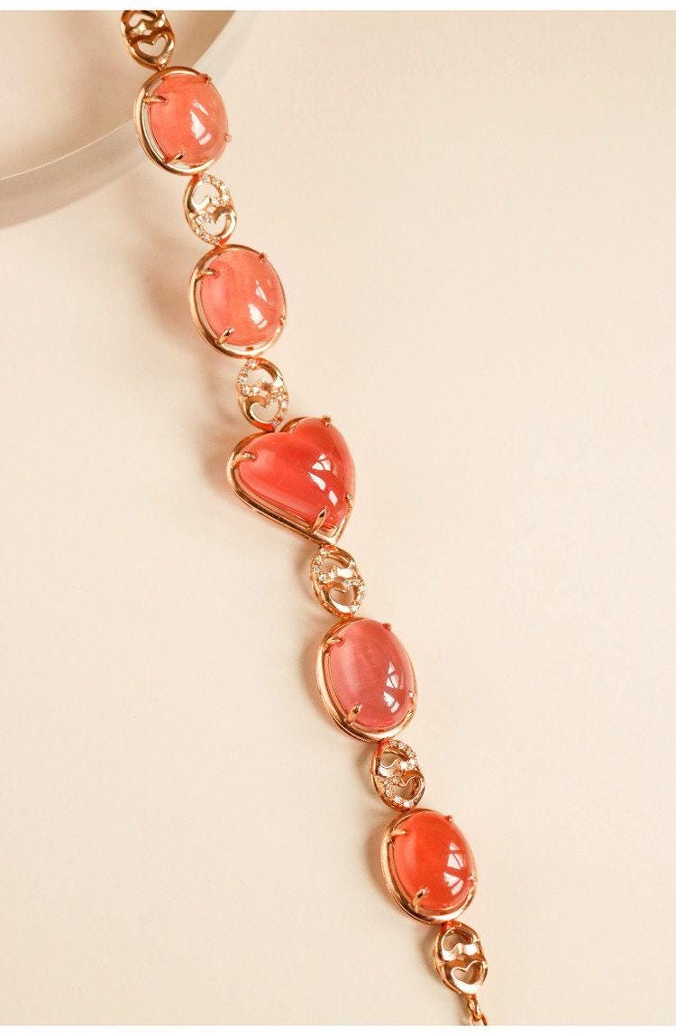 21.5ct Rhodochrosite & Diamond Bracelets in 18K Gold