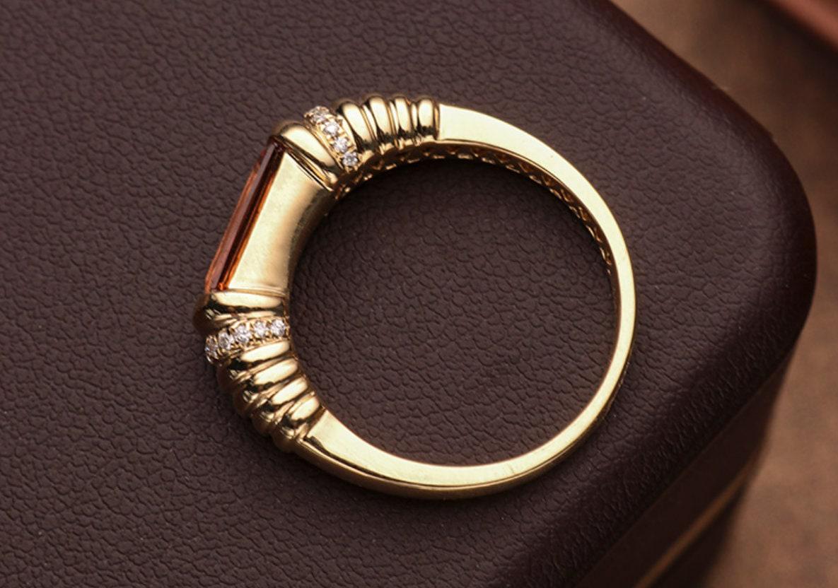 Imperial Yellow Topaz Diamond 18K Gold Ring
