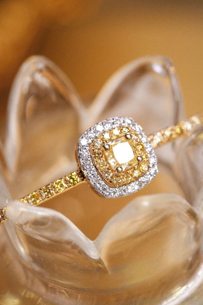 Fancy Yellow Diamonds Bracelets in 18K Two Tone Gold