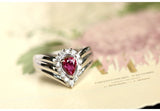 Pigeon Blood Ruby 18K Chunky Gold Chevron Ring