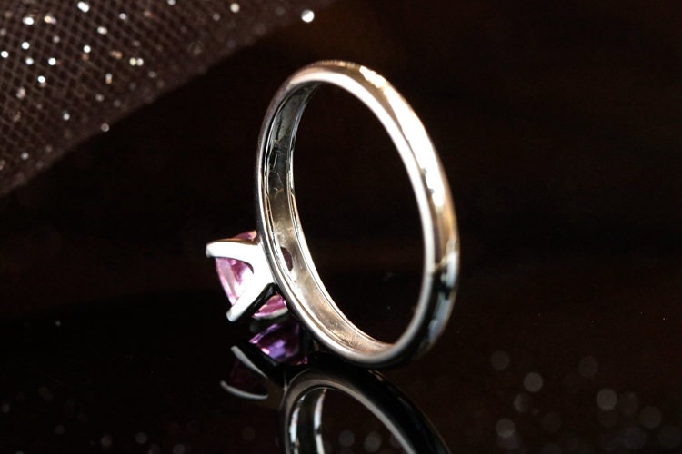 1.15ct Pinkish Spinel Cushion Ring - 18K White Gold