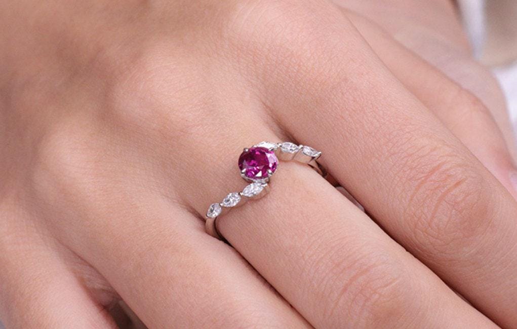 Purple Sapphire Diamonds Bypass Ring in Platinum 950