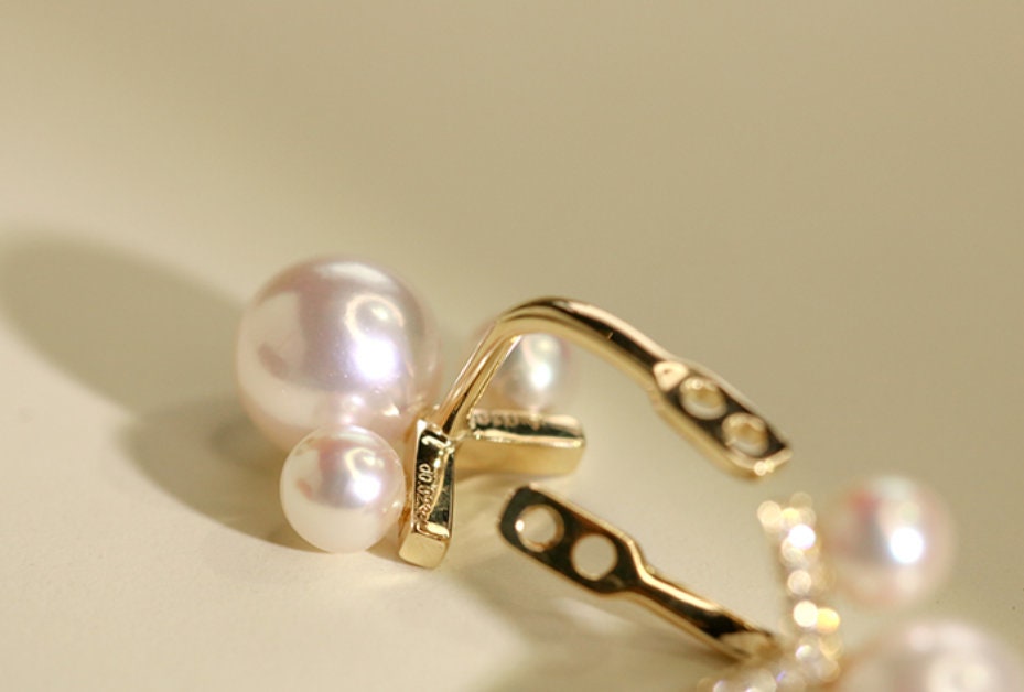 Aquamarine & 6mm Akoya Pearl Earrings in 18K Yellow Gold