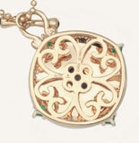 Royal Blue Sapphire Emerald 18K Gold Coin Necklace