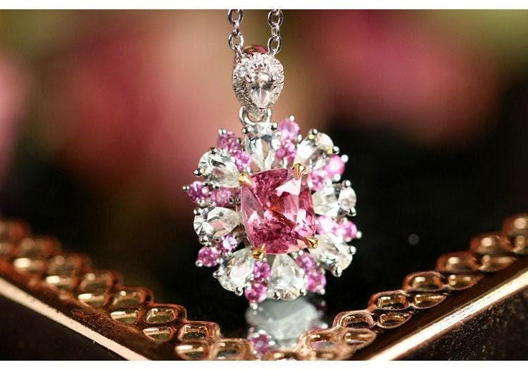 Superior Pink Spinel & White Sapphire 18K Gold Pendant