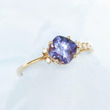 Lavander Tanzanite Ring in 18K Yellow Gold