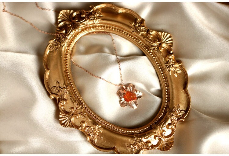 Leaf Design 1.98ct Fire Opal Diamond 18K Rose Gold Necklace