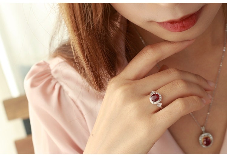 2.16ct Rubellite Cushion & Diamond Ring in 18K White Gold