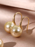 10-12mm South Sea Golden Pearl 18K Gold Hook Earrings