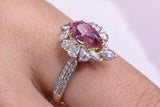 Teardrop Purple Spinel & Sapphire Ring in Platinum 950