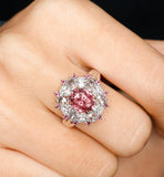 2ct Padparadscha Sapphire 18K Gold Cluster Diamonds Ring