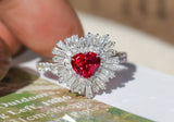 Heart-Shaped Ruby Ballerina Ring in 18K White Gold