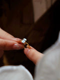Aquamarine Emerald Cut Ring - 18K Yellow Gold Bezel Set