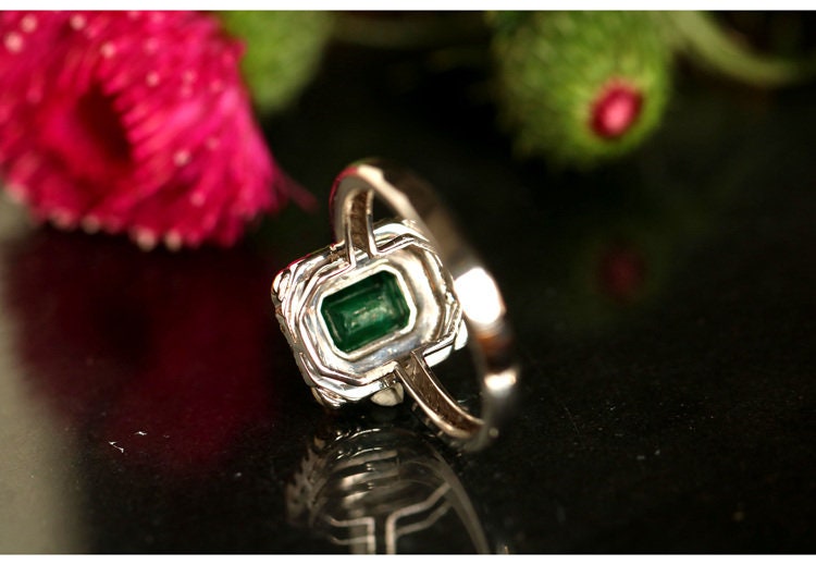 1.02ct Emerald Diamond Statement Ring in 18K White Gold