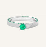 Hexagon Cut Emerald & Tsavorite Ring in Matte Finish Platinum 950