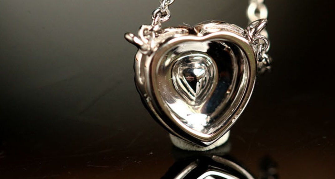 Pink Diamond Heart-Shaped Necklace in 18K White Gold