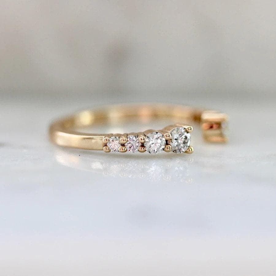 Open Cuff Diamonds Ring in 18K Yellow Gold