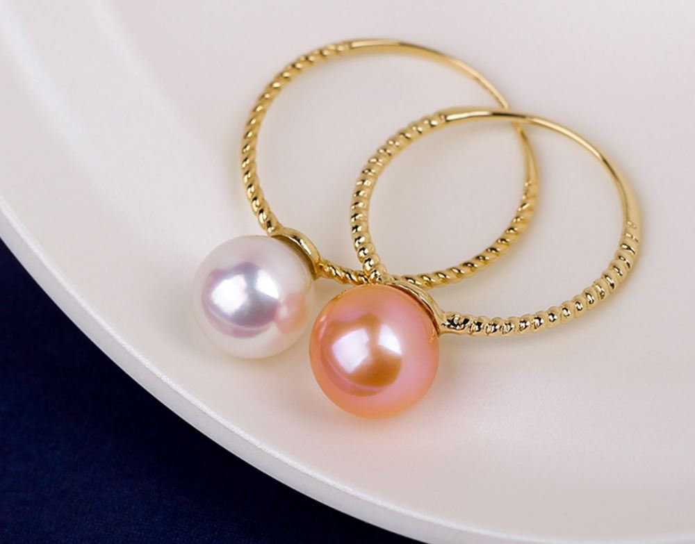 Japan Akoya Pearl 18K Yellow Gold Twisted Ring