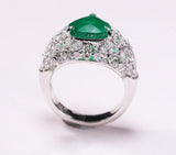 2.3ct Emerald Heart Shape 18K Gold Ring with Full Diamond