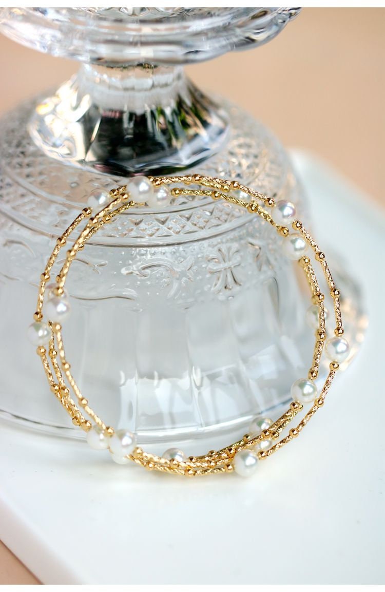 Multi-Strand Akoya Pearl Bracelet in 18K Yellow Gold