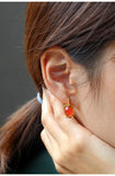 Southern Red Agate Diamond 18K Chunky Gold Earrings