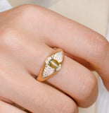 AAA+ Chrysoberyl Cat Eye & Diamond Pave 18K Yellow Gold Ring