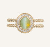 2 Style + Chrysoberyl Cat's Eye 18K Brush Finish Ring
