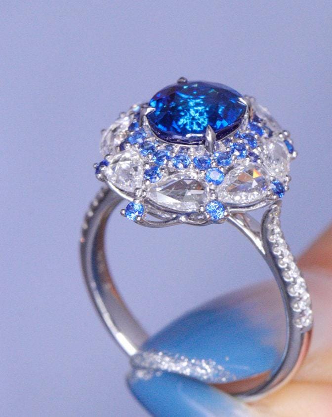 2.58ct Royal Blue Sapphire Platinum 950 Ring