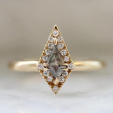 Grey Kite Rose Cut Salt & Pepper Diamond Ring | 18K Yellow Gold Ring | Galaxy Diamonds Ring