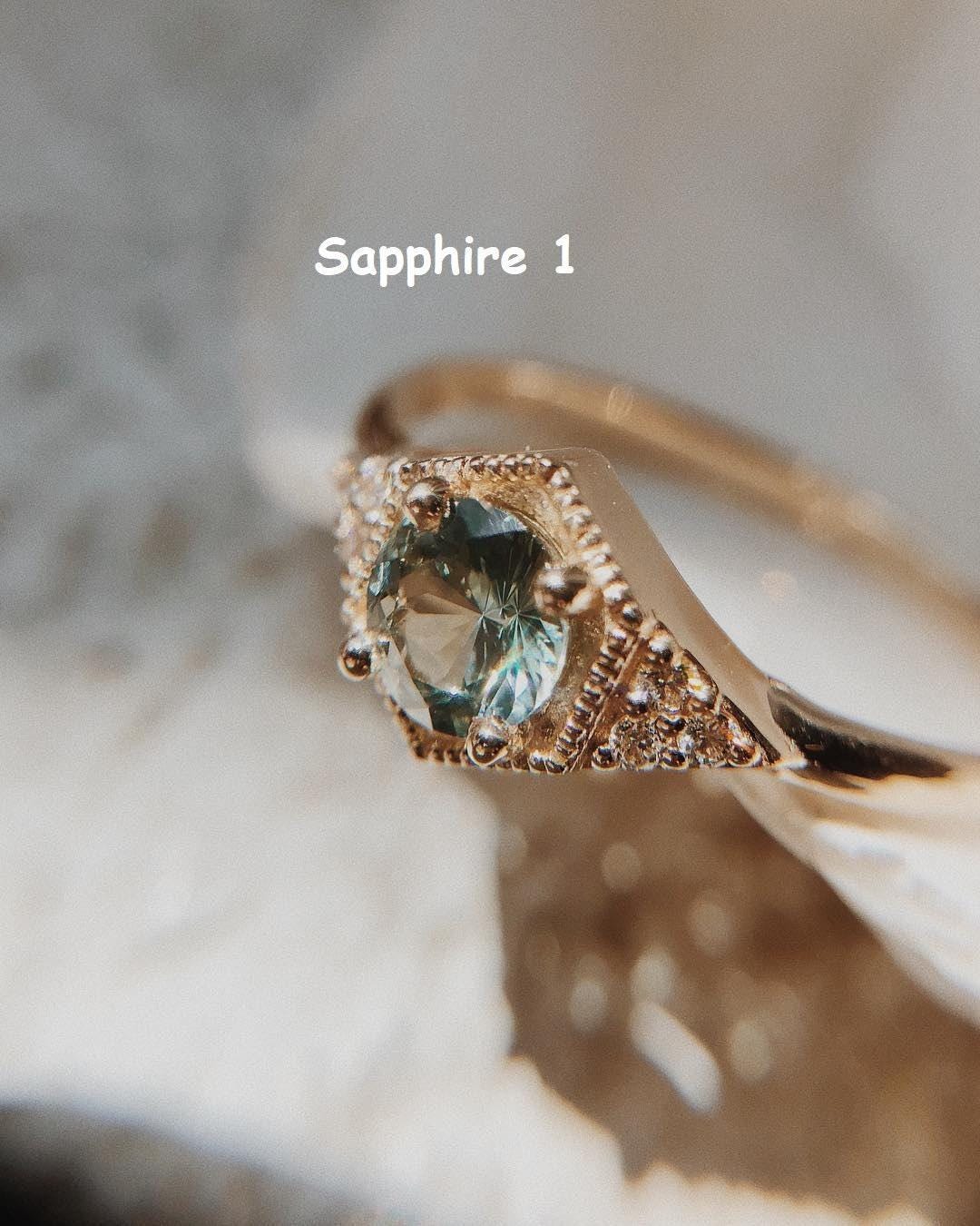 Drea II - Sapphire 18K Yellow Gold Ring with Side Diamonds