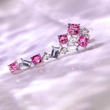 Purple Pink Spinel & White Sapphire Drop 18K Gold Earrings