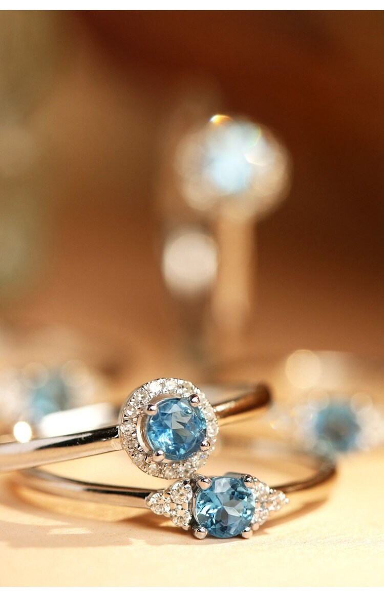 Aquamarine Diamond 18K White Gold Ring