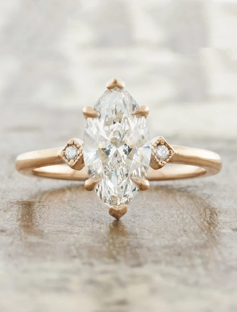 1ct Marquise Diamond 18K Yellow Gold Engagement Ring
