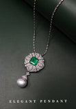 3.52ct Emerald Octagon Cut & Australia Nekclace in 18K White Gold