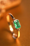 Emerald & White Diamond Flip Ring in 18K Yellow Gold