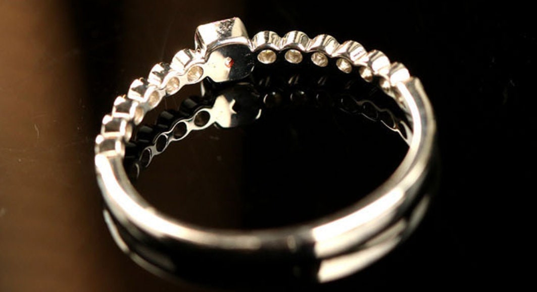 Pink Diamond Cushion Cut Ring - 18K White Gold