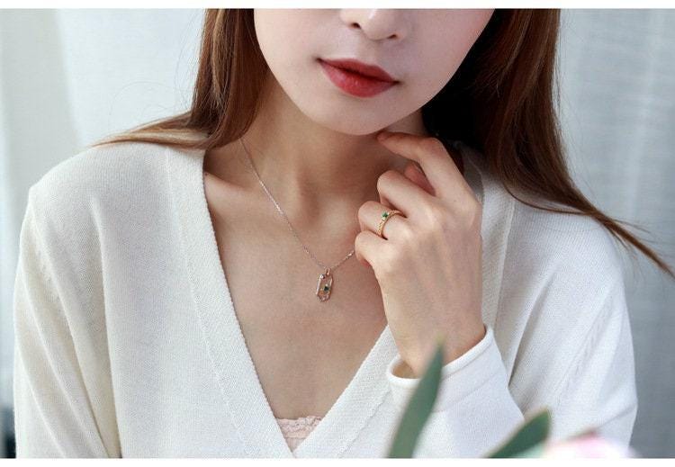Emerald & Ruby Diamond Necklace in 18K Gold
