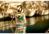 Vintage Emerald 18K Yellow Gold Granulation Necklace