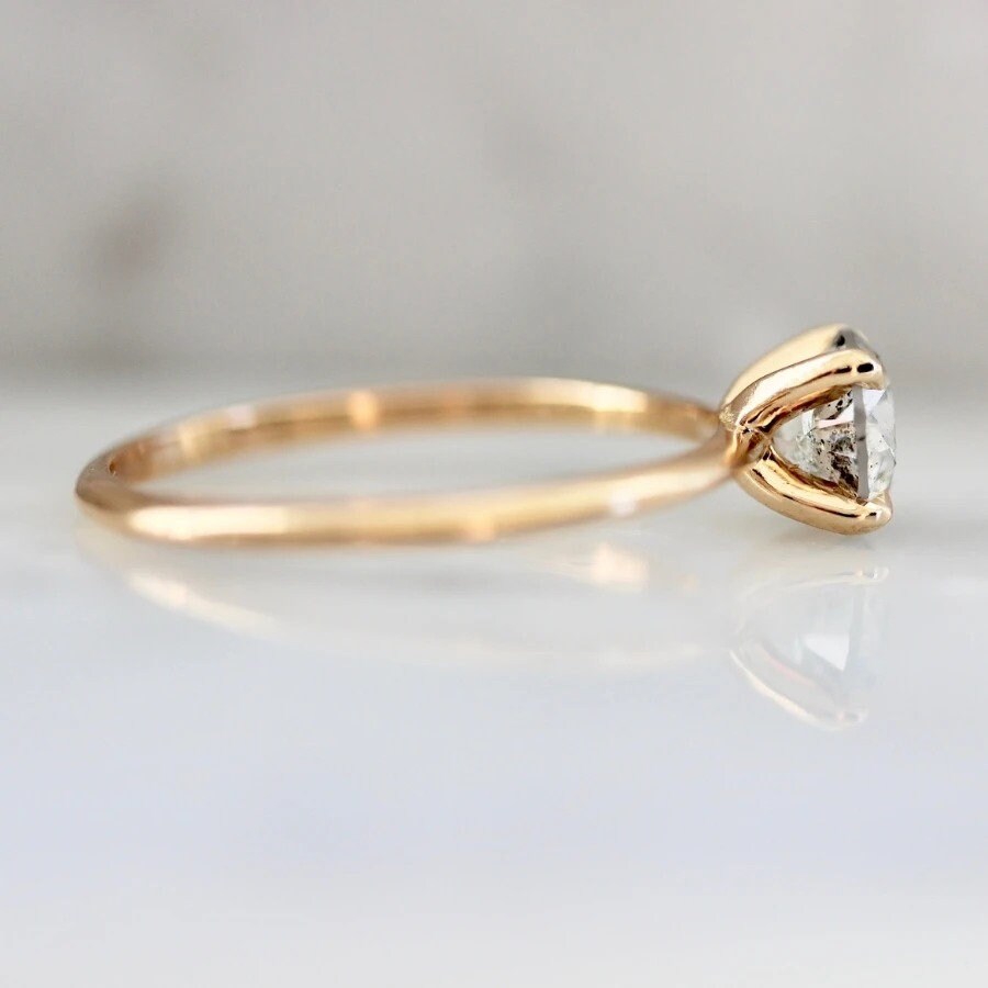1.02ct Stella Salt & Pepper Diamond Round Brilliant Cut Ring - 18K Gold