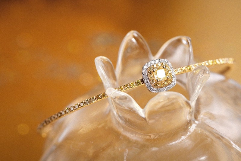 Fancy Yellow Diamonds Bracelets in 18K Two Tone Gold