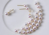 Dainty Japanese Akoya Pearl Stud Earrings in 18K Yellow Gold