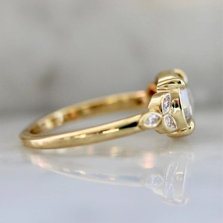 1.5ct Icy Round Rose Cut Diamond 18K Gold Wedding Ring