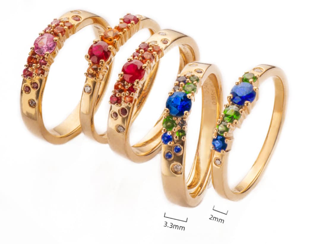 Ruby & Yellow Sapphire Wedding Ring in 18K Yellow Gold
