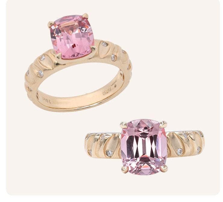 6 Style + Purple Spinel 18k Gold Statement Ring - Retro Design