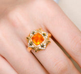 35ct Sugarloaf Fanta Garnet Ring in 18K Yellow Gold
