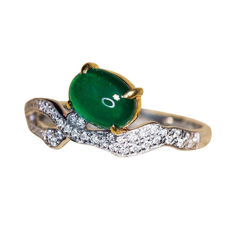 1ct Emerald with Diamond Engagement Ring in 18K Gold