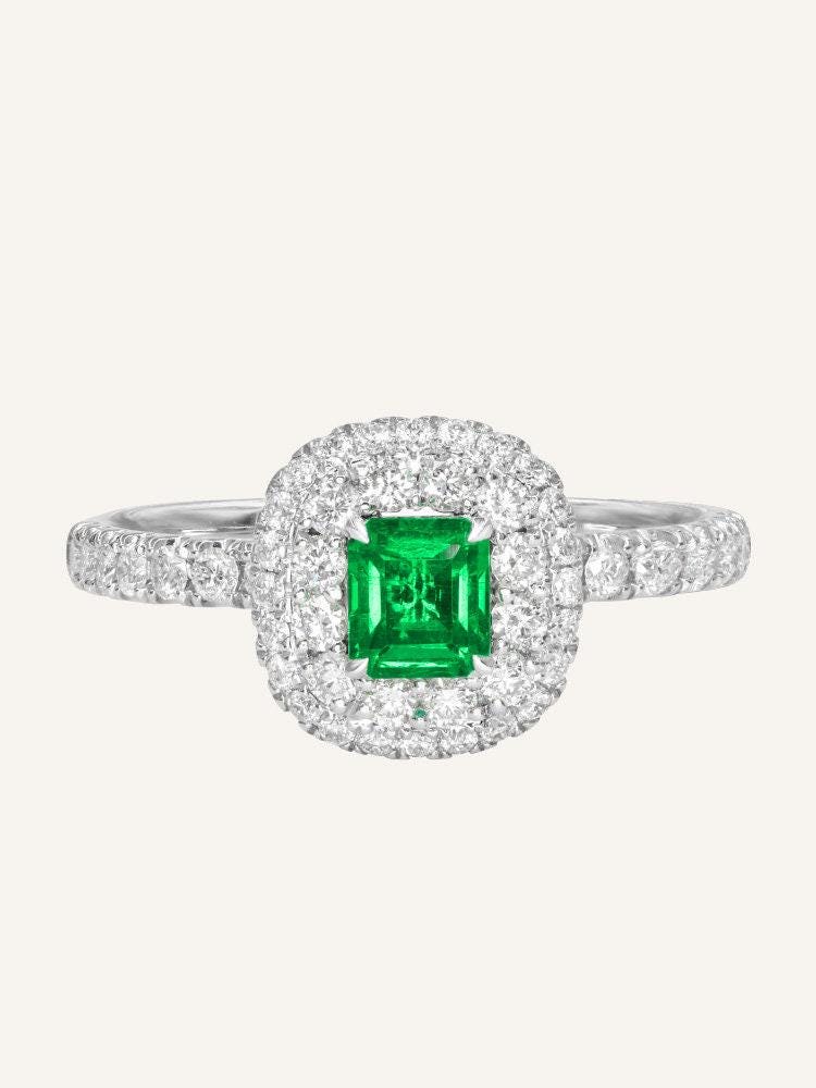 Classic Tsavorite Wedding Diamonds Ring in Platinum 950