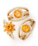 Garnet Jewelry Set - 18K Earring Necklace Ring with Spessartite Garnet