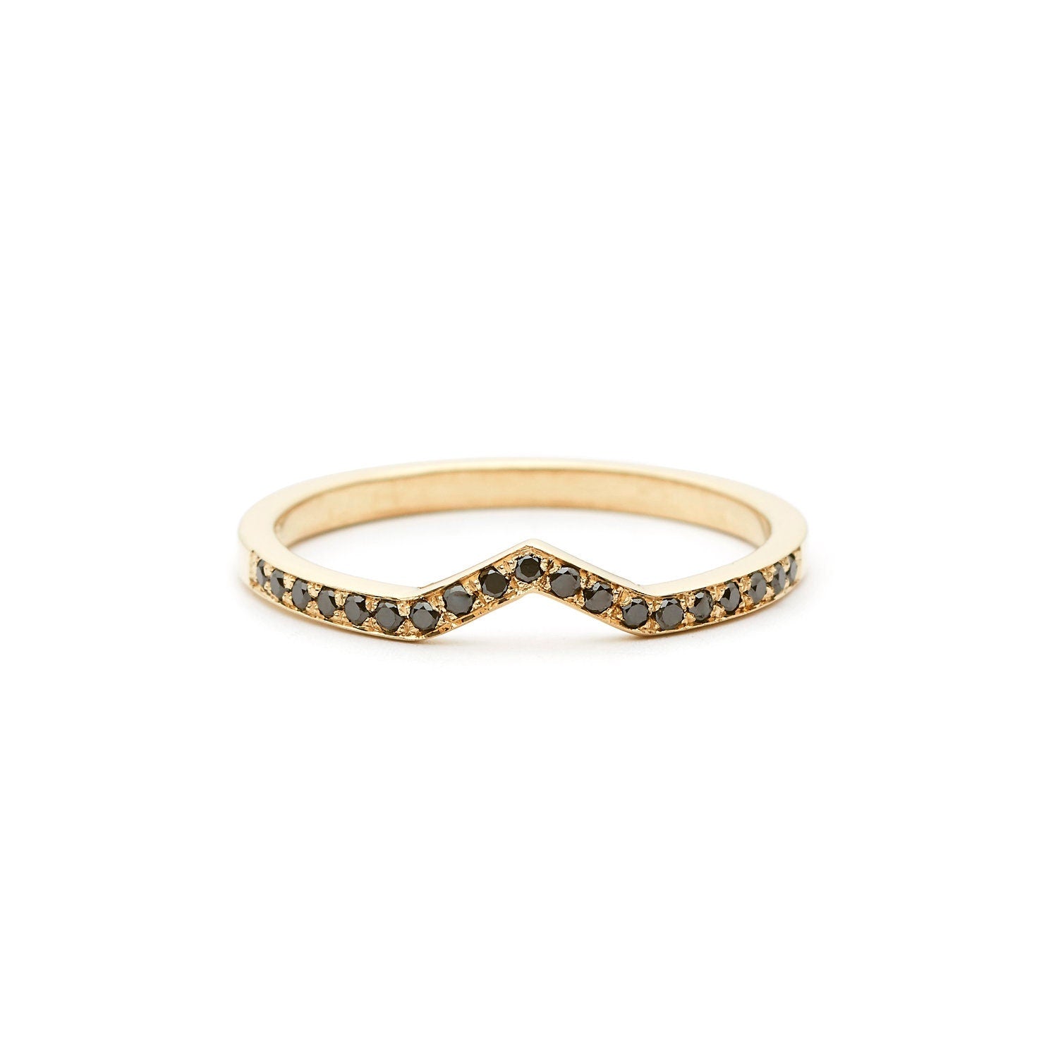 Black Diamond Stackable Ring - 14K Yellow Gold