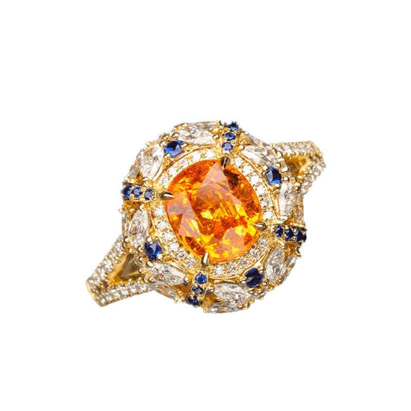 2.29ct Fanta Garnet Ring Necklace - 18K Yellow Gold